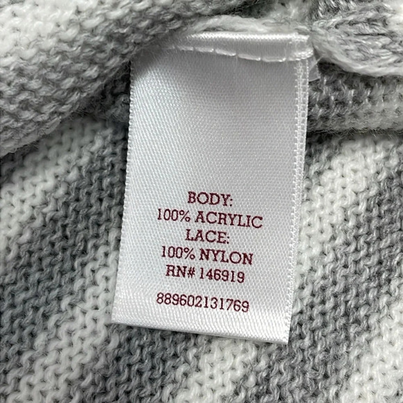 So Striped Long Sleeve Sweater Lace Hem L - Picture 12 of 15